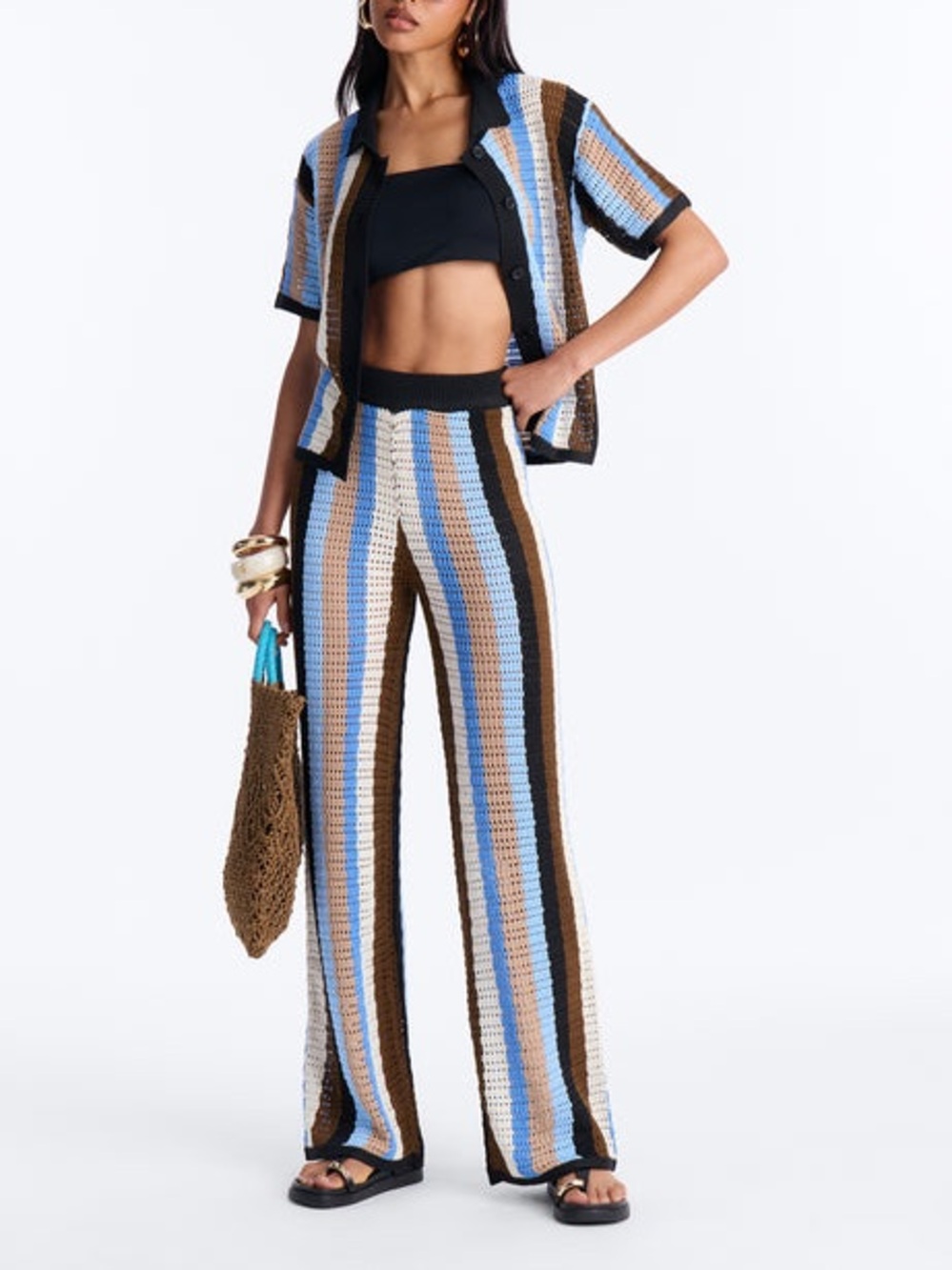 FASHION NOVA Lisa crochet wide leg pant set size S NWT